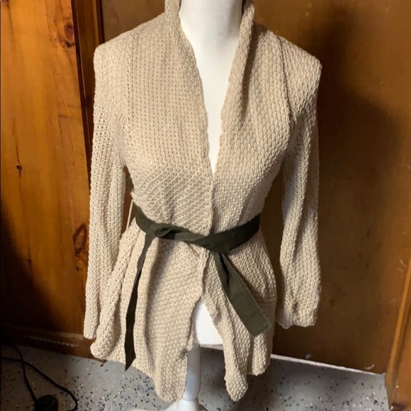 De Rigueur Crochet Belted Sweater - Picture 1 of 4